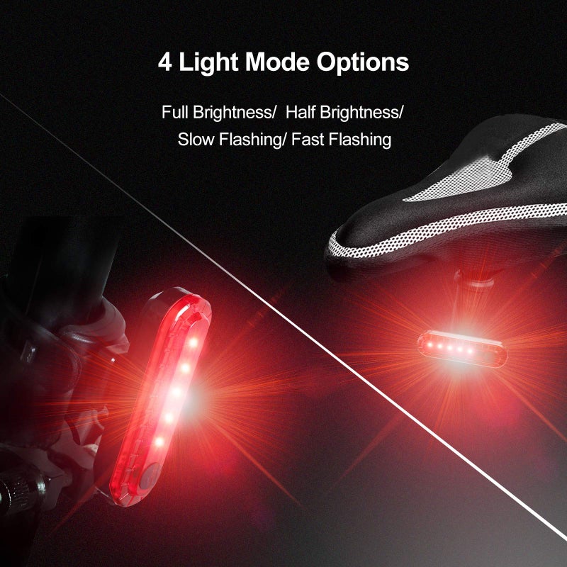 Ascher USB Rechargeable LED Bike Tail Lights 2 Pack, Bright Bicycle Cycling Rear Light, 4 Light Mode Options Safety Bike Light for Adults Men Women Road Mountain(2 USB Cables Included) - Image 4